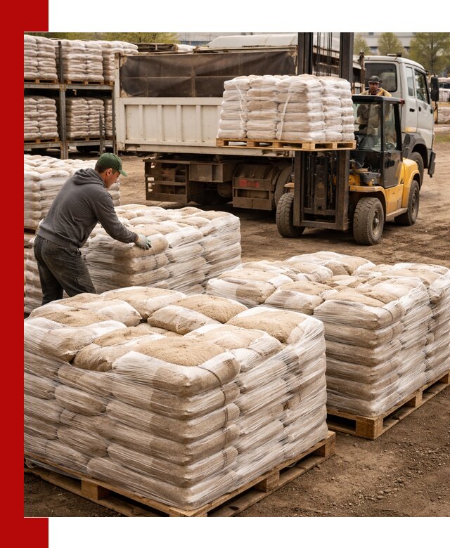 Карьерный песок в мешках с доставкой в Переславле-Залесском