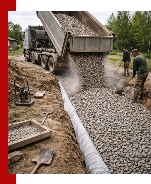 Гравий для дренажа с доставкой в Переславле-Залесском качественный и недорогой