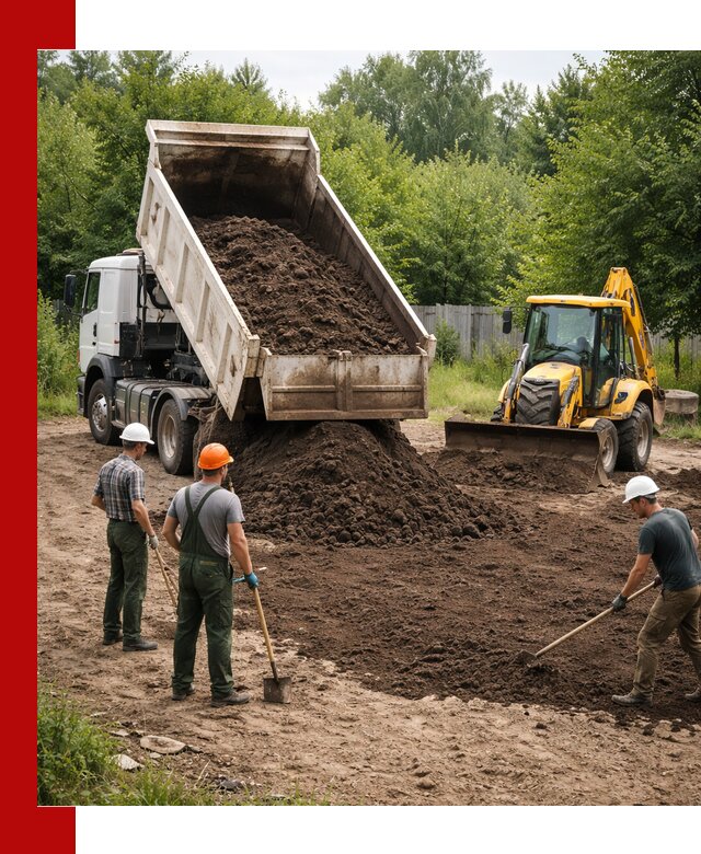 Доставка и укладка грунта для выравнивания участка в Переславле-Залесском