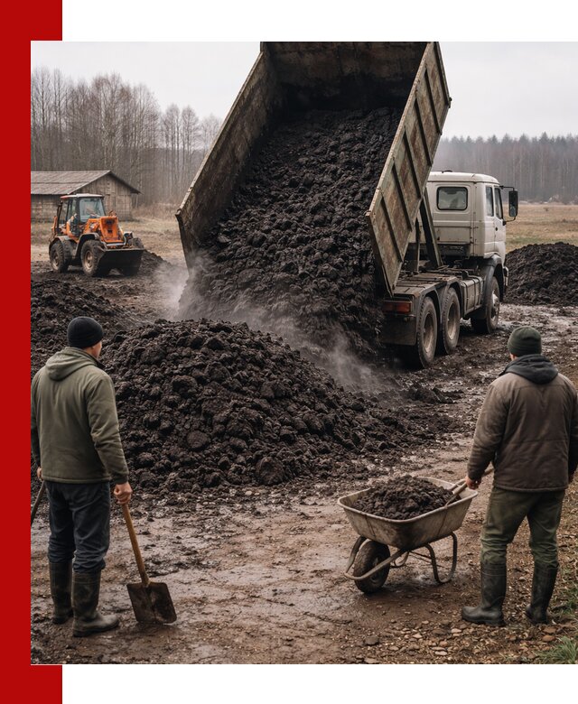 Доставка низинного торфа с разгрузкой и доставкой в Переславле-Залесском