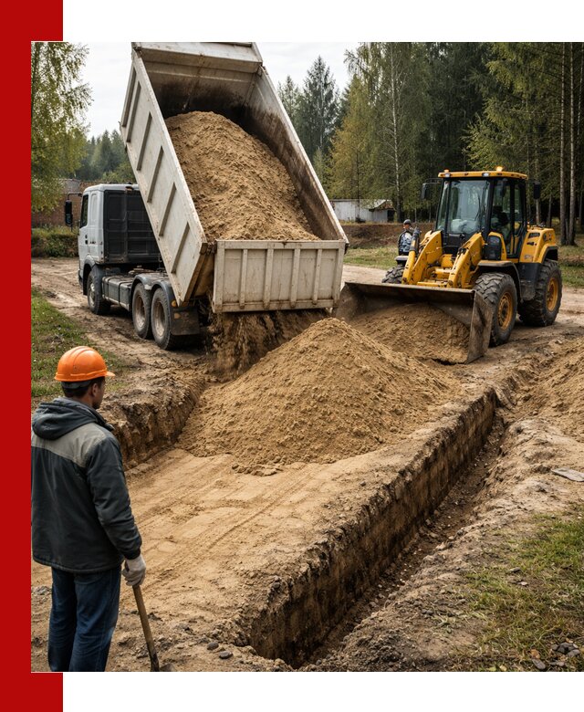 Доставка песчаного грунта в Переславле-Залесском для строительных работ